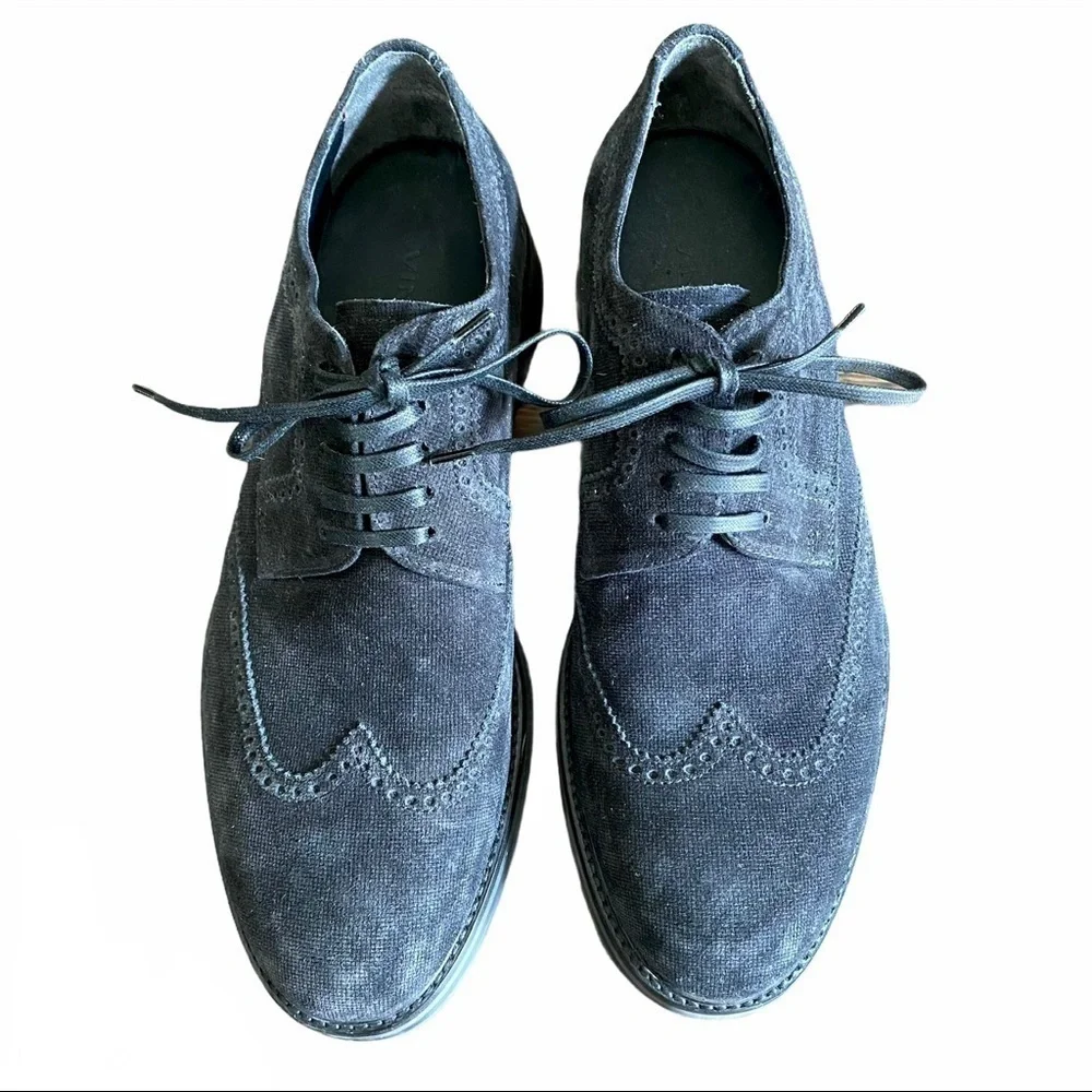 VINCE Men’s Pryce Wingtip Suede Oxford Shoes Black Size 9